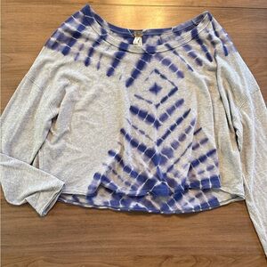We The Free Blue Tie-Dye Long Sleeve Top
